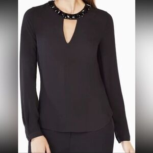 BCBGMAXAZRIA Frances Jewel-Neck Top, Size XXS